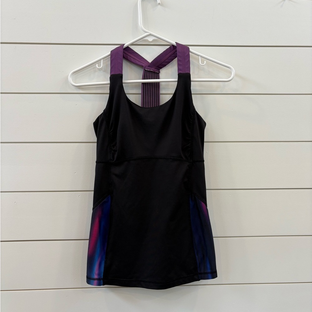 Women's Black and Purple Athletic Top